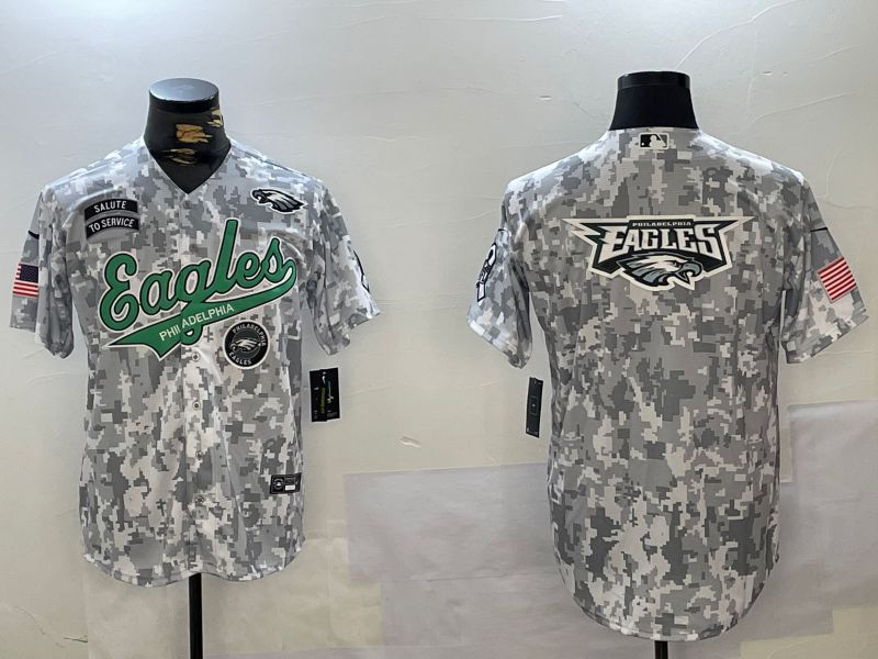 Men Philadelphia Eagles Blank Nike Arctic Camo 2024 Salute to Service Limited NFL Jersey style 1